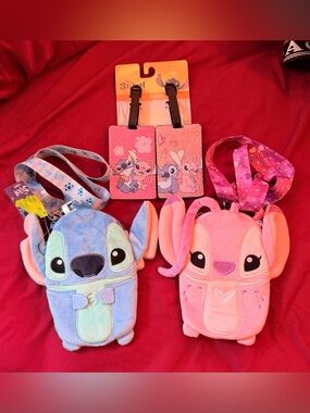 Disney Plush Stitch and Angel ID Holders & Luggage Tags